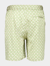 Frescobol Carioca Ivory and Parakeet Green Palma Silk Shorts
