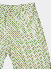 Frescobol Carioca Ivory and Parakeet Green Palma Silk Shorts