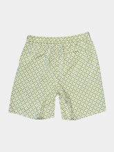 Frescobol Carioca Ivory and Parakeet Green Palma Silk Shorts