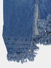 Rabanne Light Blue Denim Midi Skirt with Fringe