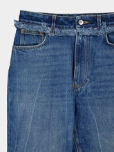 Rabanne Light Blue Straight-Leg Jeans with Fringe