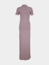 Rabanne Purple Striped Piercing Jersey Maxi Dress