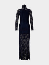 Rabanne Deep Navy Lace and Jersey Maxi Dress
