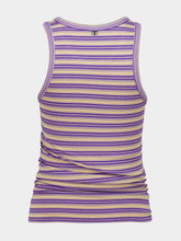 Rabanne Purple Striped Viscose Jersey Tank Top with Piercing