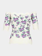 Rabanne Purple Liberty Floral Lace Cropped Top