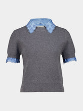 Rabanne Grey Wool and Cashmere Short-Sleeved Sweater