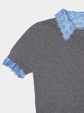 Rabanne Grey Wool and Cashmere Short-Sleeved Sweater