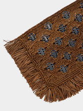 Rabanne Dark Brown and Silver Raffia Clutch