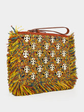 Rabanne Reggae and Light Gold Fringed Raffia Clutch