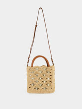 Rabanne Beige Small Raffia 1969 Disc Tote Bag