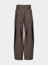 Rabanne Grey Tartan Wide-Leg Tailored Trousers