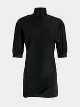 Rabanne Black Ruched Turtleneck Mini Dress