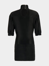 Rabanne Black Ruched Turtleneck Mini Dress