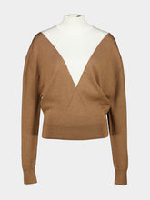 Rabanne Camel and White Wool Turtleneck Sweater