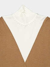 Rabanne Camel and White Wool Turtleneck Sweater