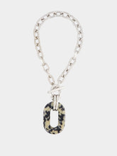 Rabanne Silver XL Link Necklace with Resin Pendant