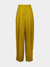 Nina Ricci Gold Pleated Straight-Leg Crepe Trousers