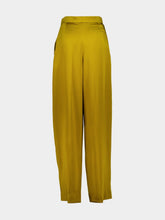 Nina Ricci Gold Pleated Straight-Leg Crepe Trousers