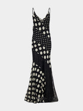 Nina Ricci Black Polka Dot Silk Maxi Dress
