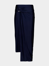 Rabanne Navy Piercing Detail Midi Jersey Skirt