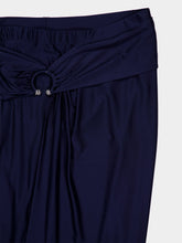 Rabanne Navy Piercing Detail Midi Jersey Skirt