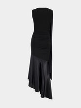 Nina Ricci Black Draped Asymmetric Silk Midi Dress