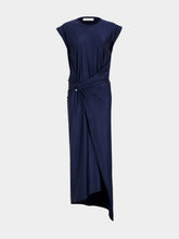 Rabanne Navy Blue Jersey Midi Dress with Piercing