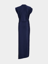 Rabanne Navy Blue Jersey Midi Dress with Piercing