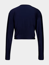 Rabanne Deep Navy Satin Crop Top with Piercing Detail