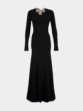 Rabanne Black Jeweled Backless Knit Gown