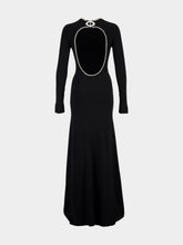 Rabanne Black Jeweled Backless Knit Gown
