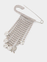 Rabanne Silver Safety Pin Charm with Strass Fringe