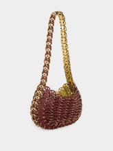 Rabanne Burgundy and Gold Moon Flip Reversible Leather Bag