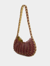 Rabanne Burgundy and Gold Moon Flip Reversible Leather Bag