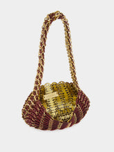 Rabanne Burgundy and Gold Moon Flip Reversible Leather Bag