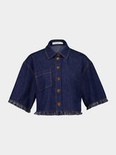 Zimmermann Atlantic Blue Rhiannon Fringe Cropped Shirt