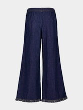 Zimmermann Atlantic Blue Wide Leg Trousers with Rhiannon Fringe