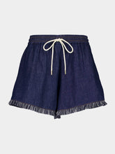 Zimmermann Atlantic Blue Mini Shorts with Rhiannon Fringe