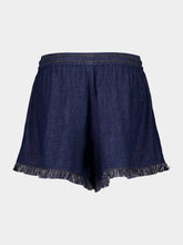 Zimmermann Atlantic Blue Mini Shorts with Rhiannon Fringe