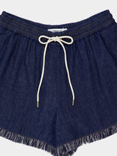 Zimmermann Atlantic Blue Mini Shorts with Rhiannon Fringe