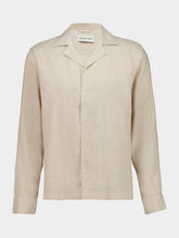 Frescobol Carioca Beige Safra Cotton-Linen Long-Sleeved Camp Collar Shirt