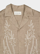 Frescobol Carioca Light Brown Alves Linen Embroidered Shirt