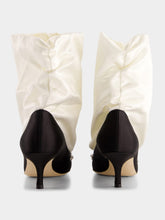 Manolo Blahnik Lamik Black and Cream Satin Shoe Booties