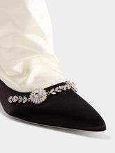 Manolo Blahnik Lamik Black and Cream Satin Shoe Booties