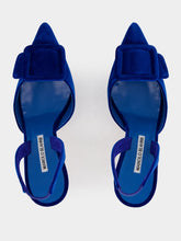 Manolo Blahnik Maysli Blue Velvet Buckle Detail Slingback Pumps