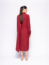 Paula Irys Cabernet Wrap Dress with Collar Tie