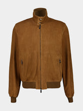 Frescobol Carioca Sepia Sand Canela Suede Bomber Jacket