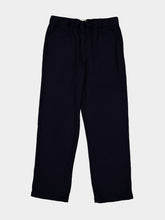 Frescobol Carioca Navy Luan Ribbed Wool Wide-Leg Trousers