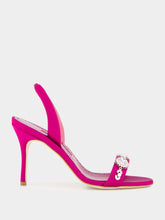 Manolo Blahnik Pink Satin Embellished Slingback Sandals