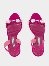 Manolo Blahnik Pink Satin Embellished Slingback Sandals